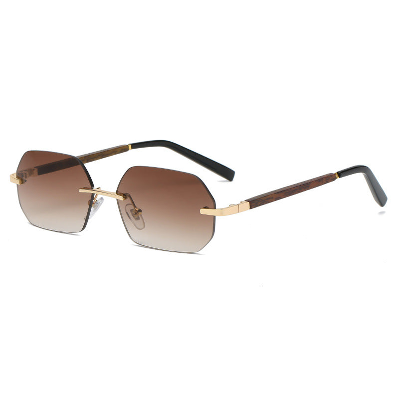 Dames Zonnebril Randloos Trendy Polygonaal Model
