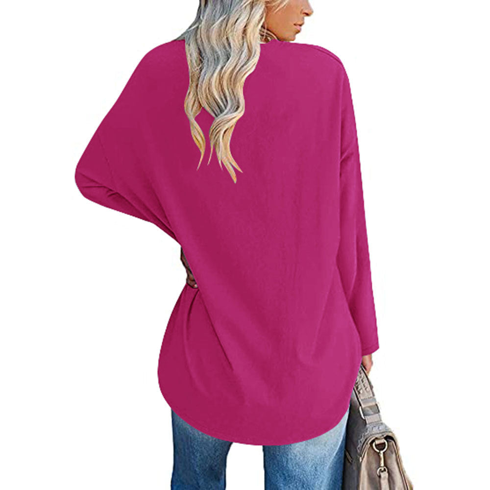 Dames Oversized T-shirt Lange Mouwen V-hals Casual
