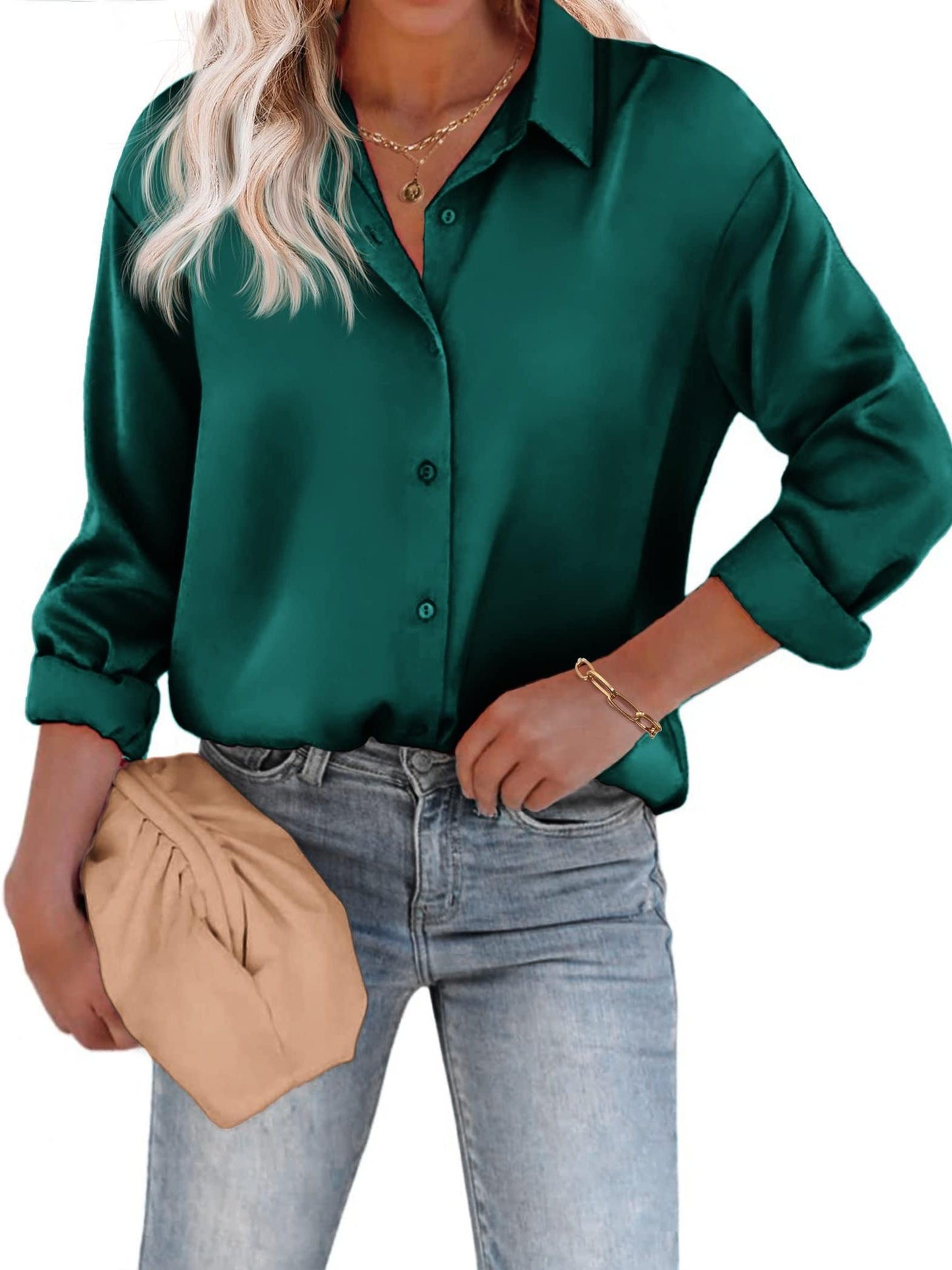 Vrouwen Blouse Lange Mouwen Knoopsluiting Elegance