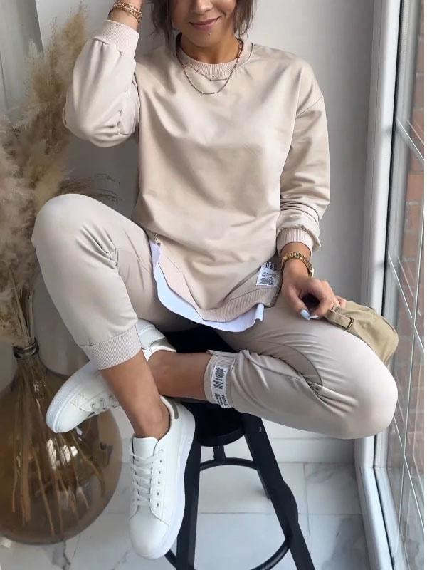 Dames Pak Tweedelig Met Split Detail Casual Modieus - Mode Vibes