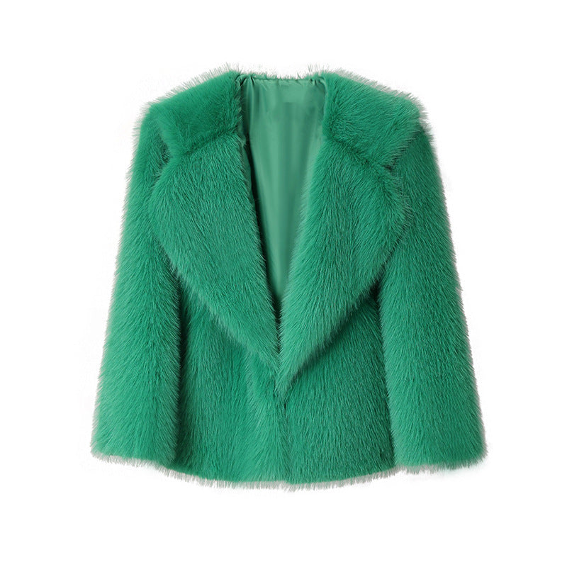 Dames Faux Fur Jas Grote Kraag Trendy Stijlvolle Zomerjas