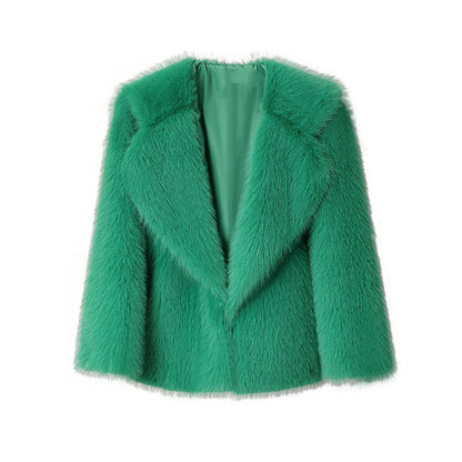 Dames Faux Fur Jas Grote Kraag Trendy Stijlvolle Zomerjas