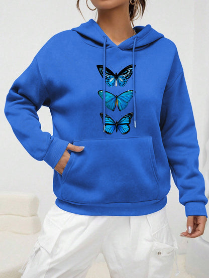 Dames Hoodie Comfortabel met Vlinder Print