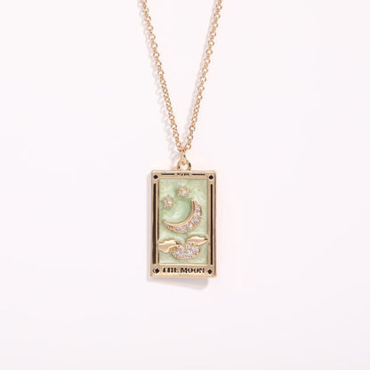 Gouden Tarot Oorhanger Druppel Ketting Zirkonia