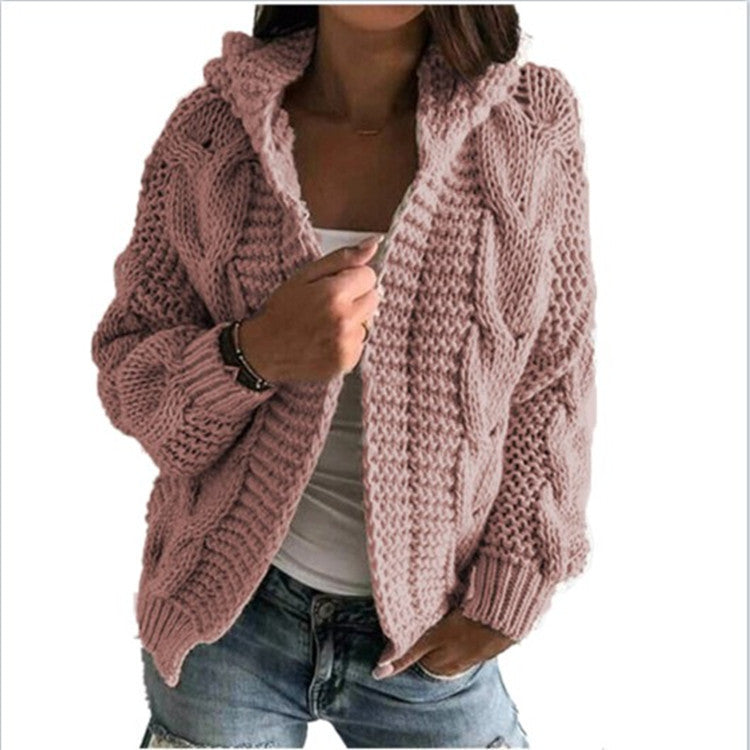 Dames Vest met Capuchon Gebreid Kabelpatroon