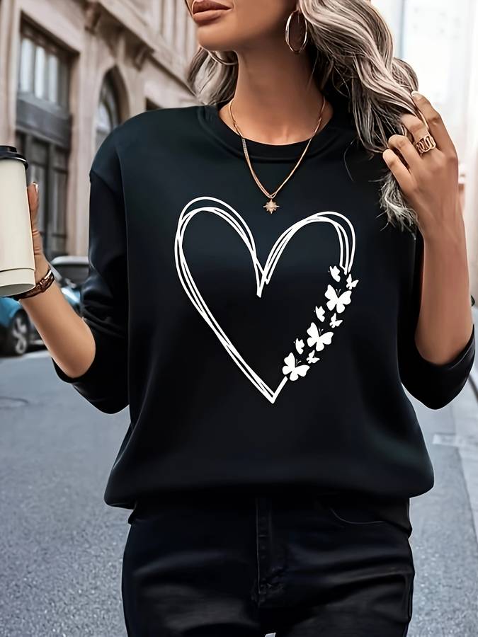Dames Sweater met Hartprint – Leuke Harten Trui voor Vrouw - Mode Vibes