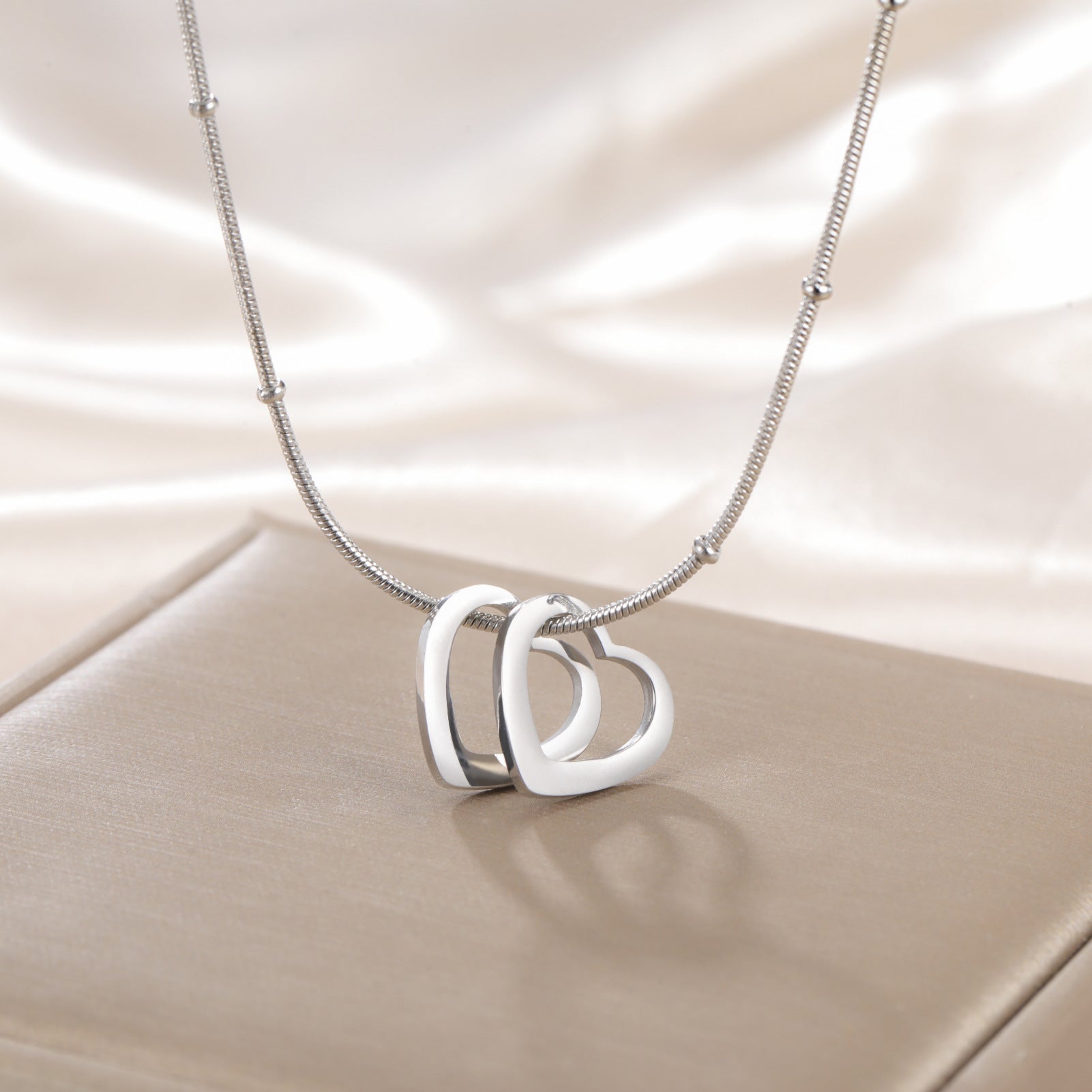 Dames Ketting met Gelaagde Hartjes Minimalistisch Zilver - Mode Vibes
