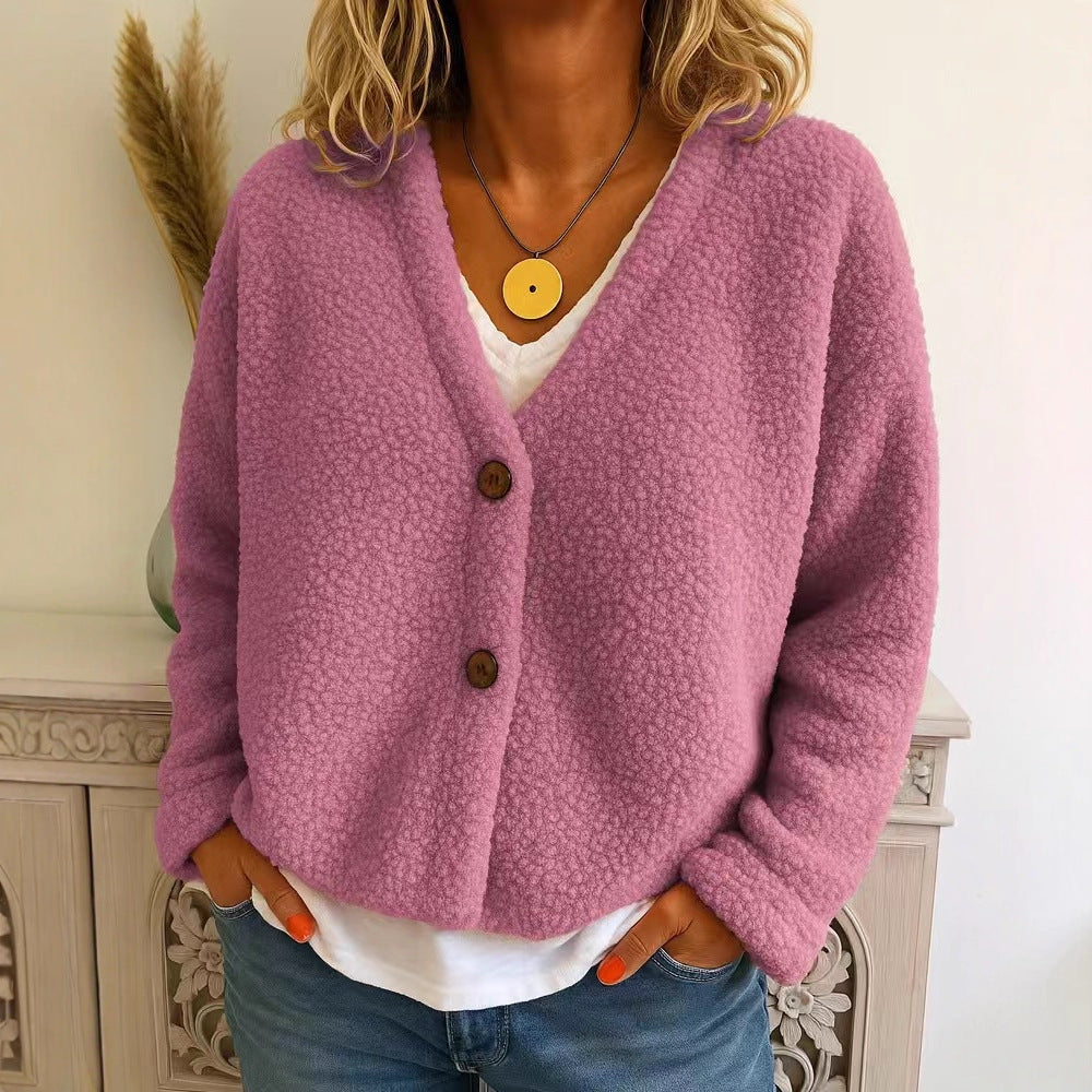 Dames Fleece Vest Warm met V-hals en Knopen
