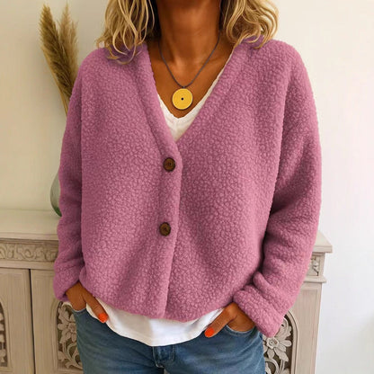 Dames Fleece Vest Warm met V-hals en Knopen