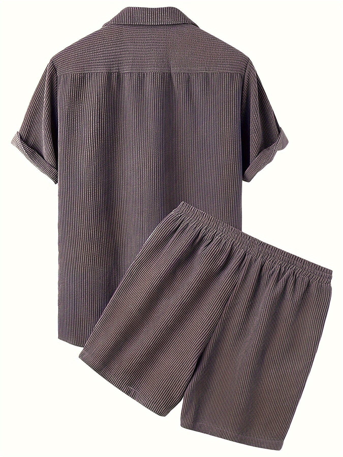 Korte Mouw Hemd Licht Rekbaar Casual Corduroy Effen Kleur Zomer