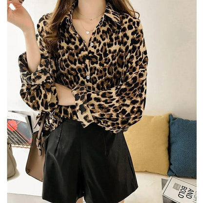Dames Blouse Panterprint Lange Mouw Moderne Stijl