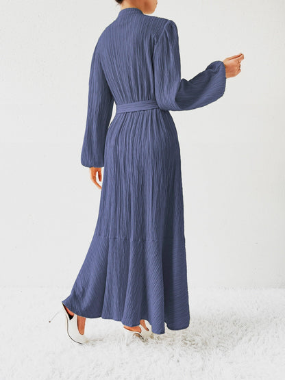 Vrouwelijke Jurk met Lange Mouwen en Taille Accent