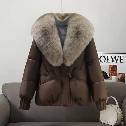 Dames Winterjas met Imitatiebontkraag Luxe Koreaanse Stijl