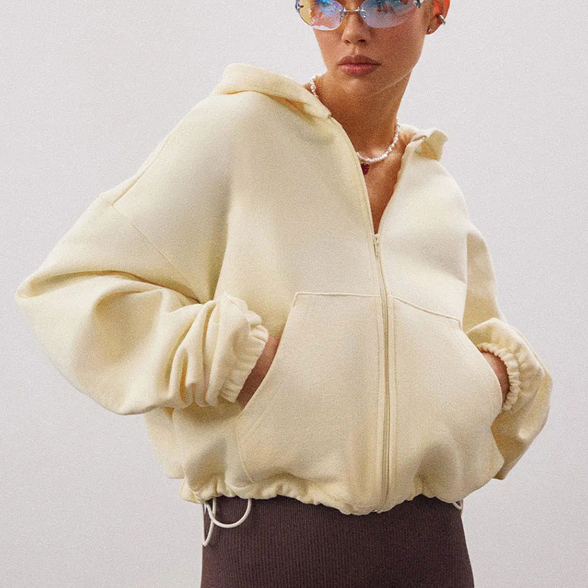 Dames Sportieve Hoodie Oversized met Rits en Kap