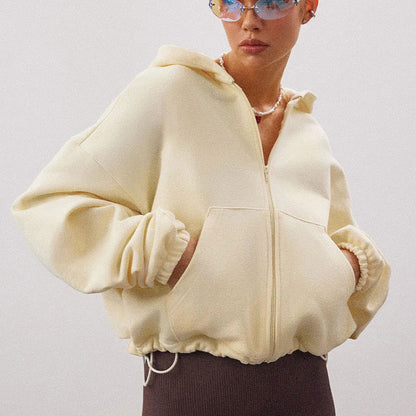 Dames Sportieve Hoodie Oversized met Rits en Kap
