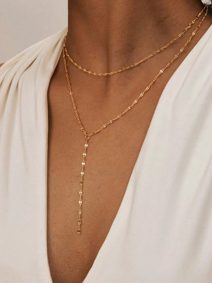Gouden Y-Vorm Ketting voor Dames met Fijne Schakels en Subtiel Detail