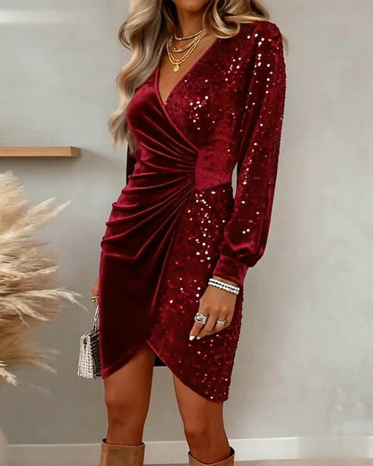 Dames Feestjurk Velvet Elegante Pasvorm