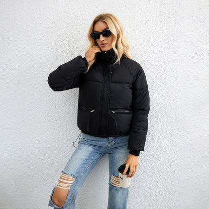Dames Pufferjas Warm Gewatteerd Elegant Donkerblauw