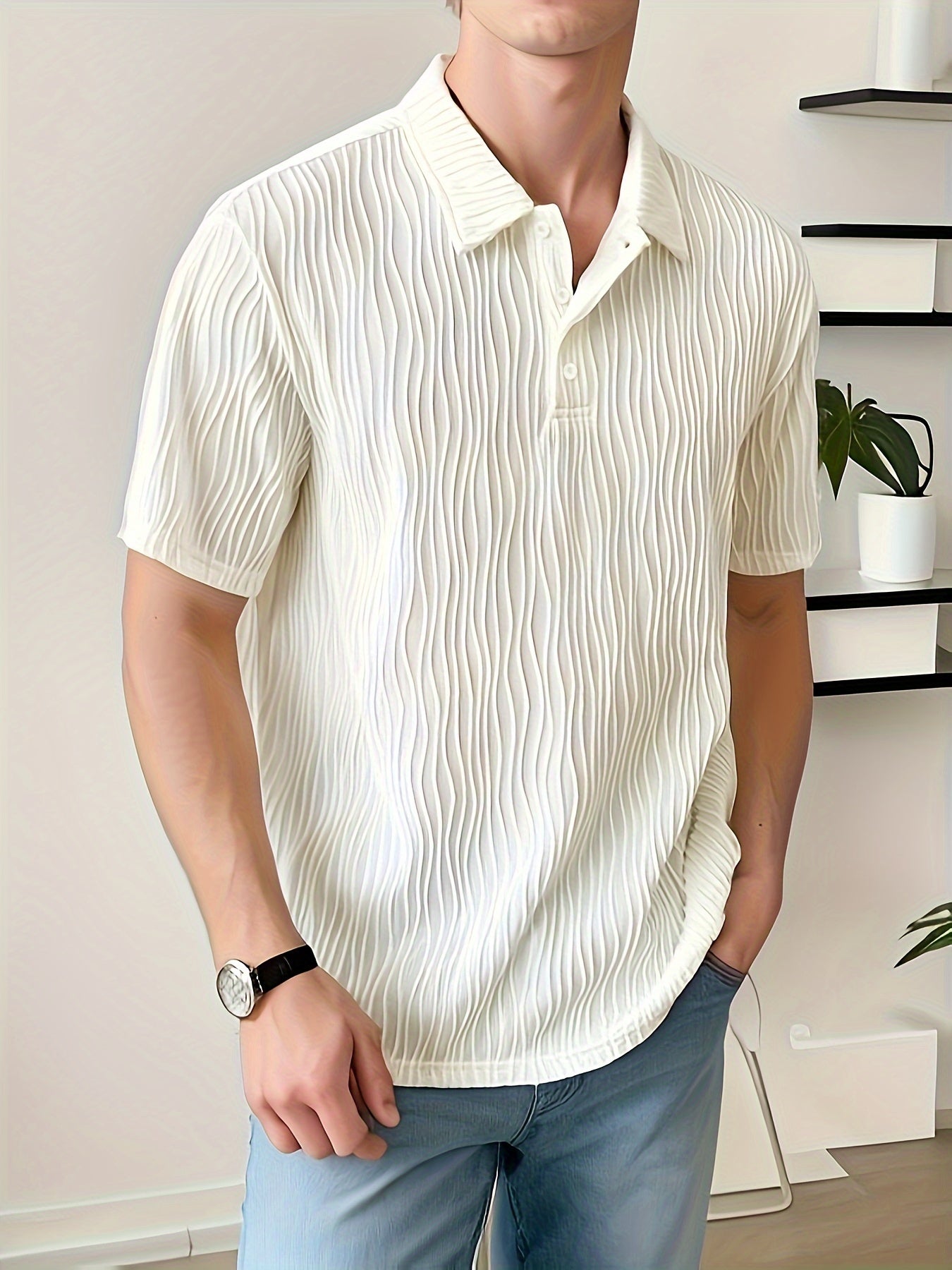 Golfshirt Gestreept Casual Wit voor Heren - Mode Vibes