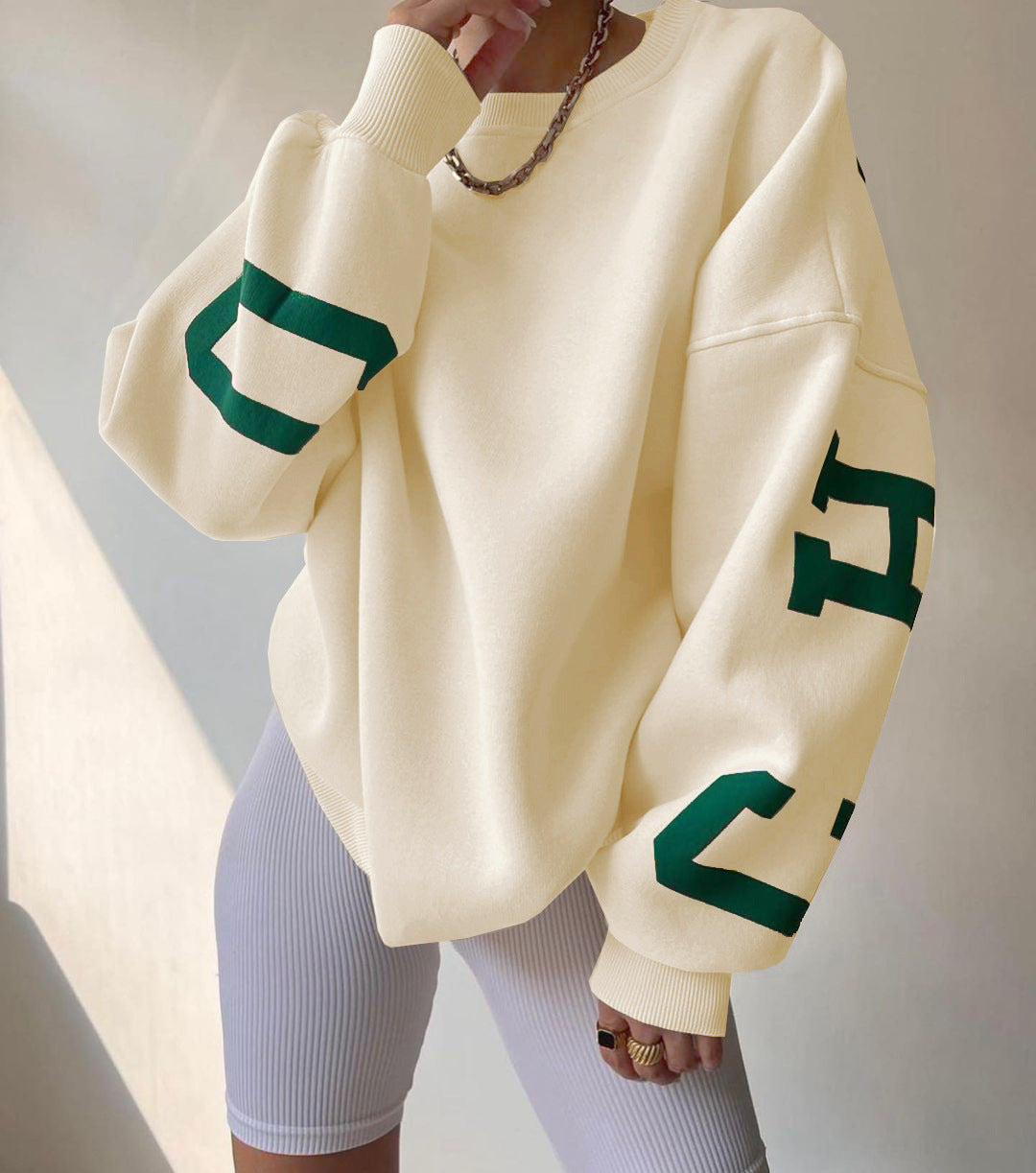 Dames Oversized Trui met Tekstprint voor Dagelijks Gebruik