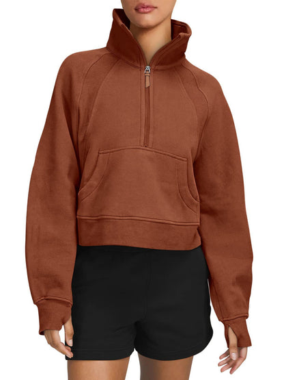 Dames Sweatshirt Sportief Comfortabel met Halve Rits