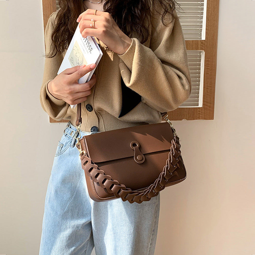 Dames Schoudertas Gevlochten Detail Trendy Lake Stijl - Mode Vibes