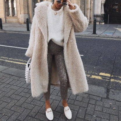 Dames Faux Fur Jas Lange Stijlvol Warmte
