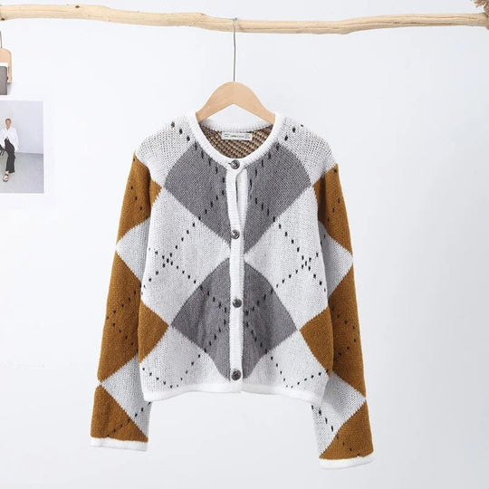 Gebreide Cardigan Geblokt Trendy Comfortabel - Mode Vibes