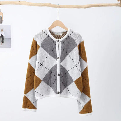 Gebreide Cardigan Geblokt Trendy Comfortabel - Mode Vibes