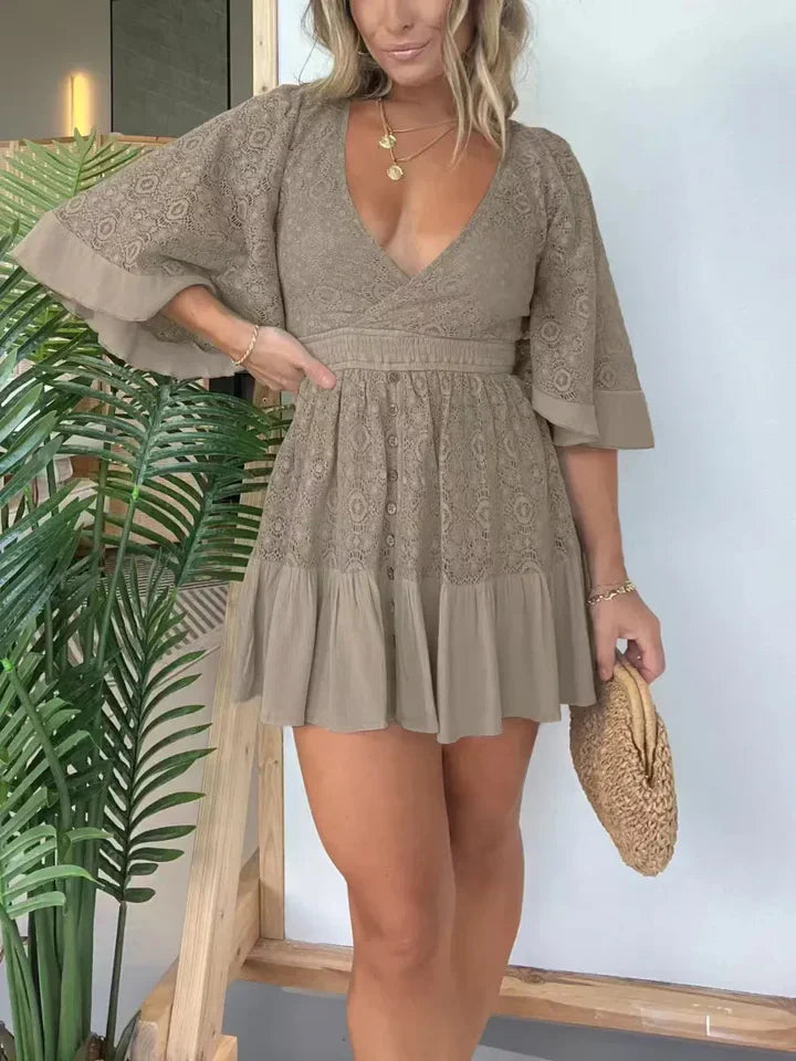 Dames Speeljurk Kant Gehaakt Mooi Zomerjurk - Mode Vibes