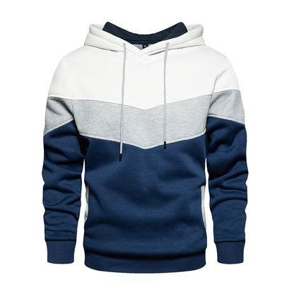 Fleece Hoodie Patchwork Warme Streetwear voor Heren