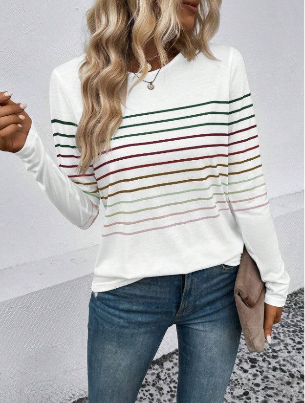 Dames T-shirt Lange Mouwen Streepjes Basic Stijlvol