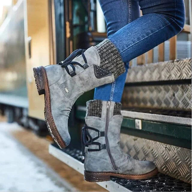 Waterdichte Halfhoge Dames Winterlaarzen met Antislip Zool