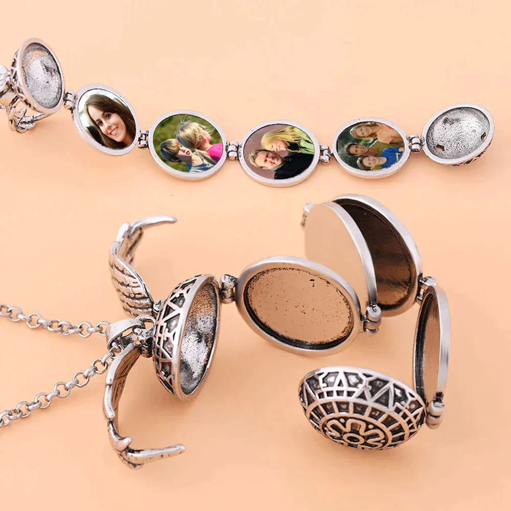 Foto Medaillon Ketting 4 Lagen Zilverkleurig Persoonlijk