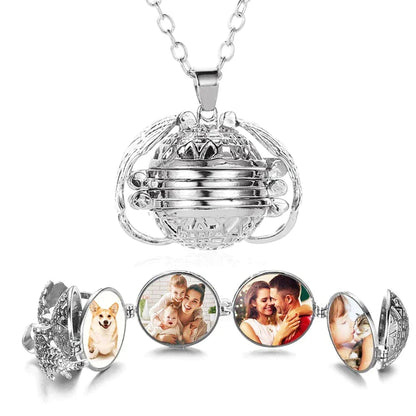 Foto Medaillon Ketting 4 Lagen Zilverkleurig Persoonlijk