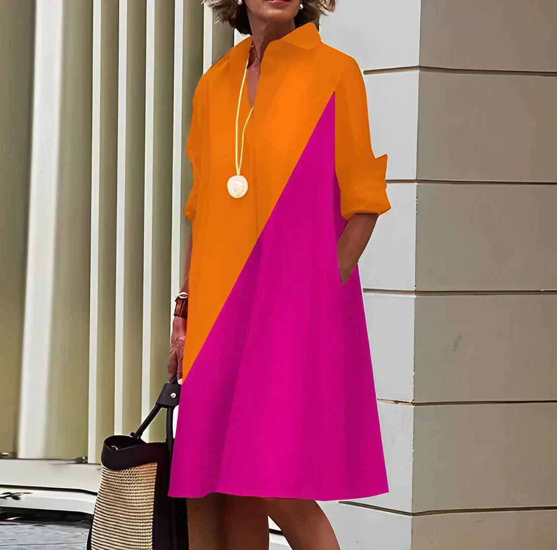 Vrouwelijke Jurk met Polokraag Modieus Design