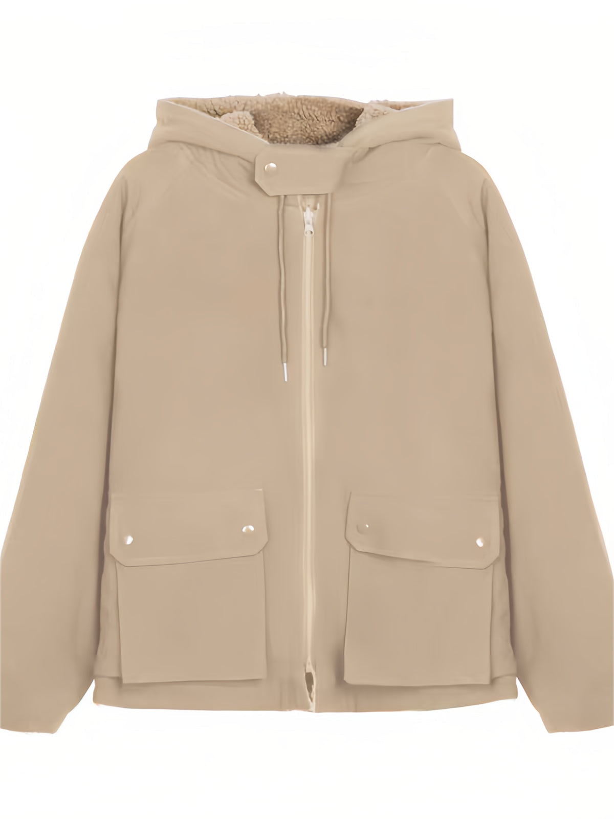 Damesjas Fleece Oversized Warme Parka met Capuchon