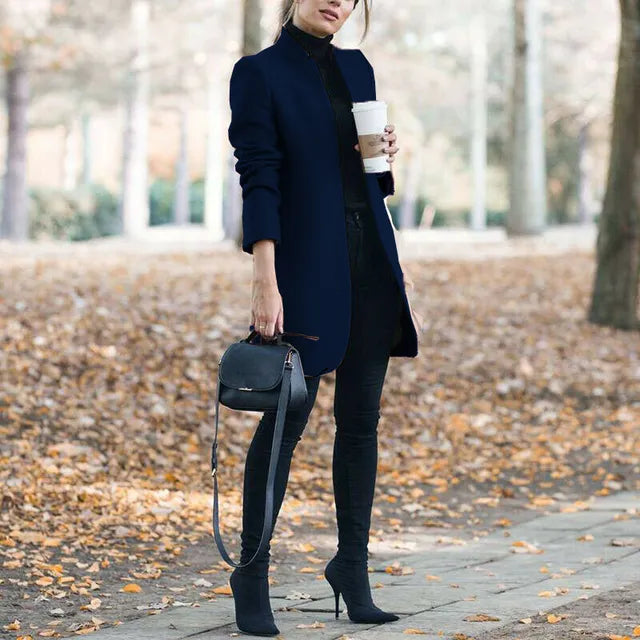 Wollen Jas Dames Stevige Hals Warme Winterjas