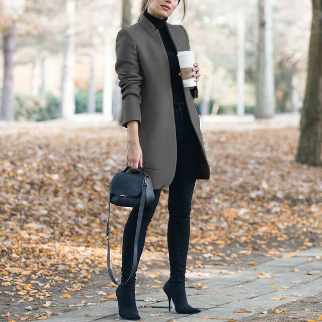 Wollen Jas Dames Stevige Hals Warme Winterjas