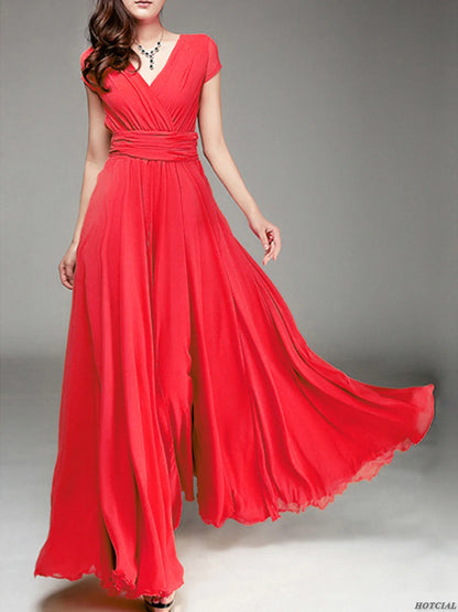 Zomer Chic Diepe V-hals Lange Maxi Jurk