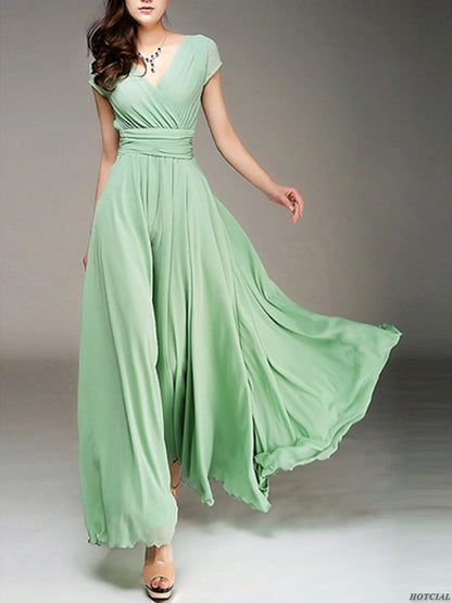 Zomer Chic Diepe V-hals Lange Maxi Jurk