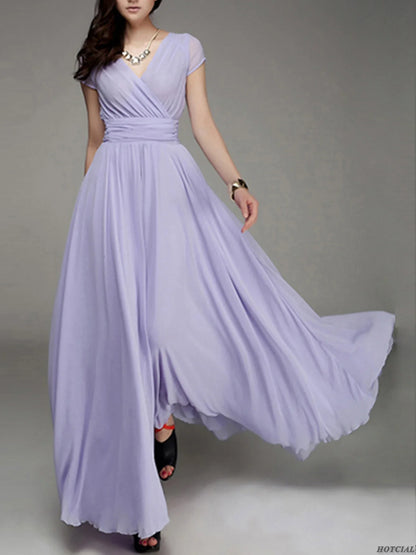 Zomer Chic Diepe V-hals Lange Maxi Jurk