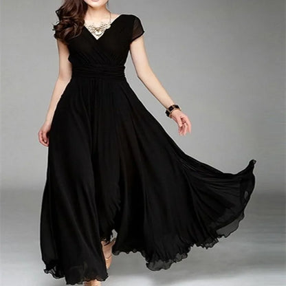 Zomer Chic Diepe V-hals Lange Maxi Jurk