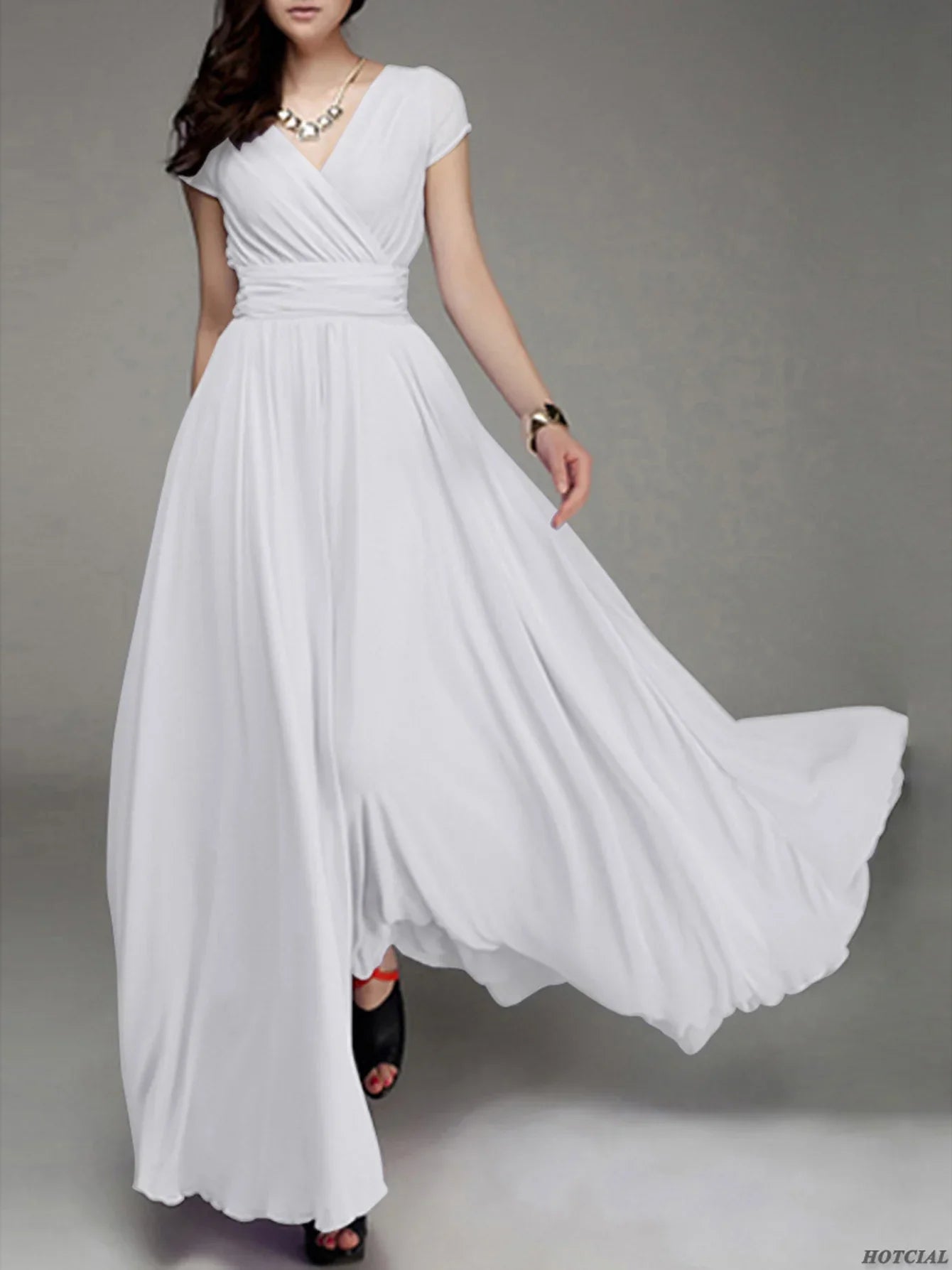 Zomer Chic Diepe V-hals Lange Maxi Jurk