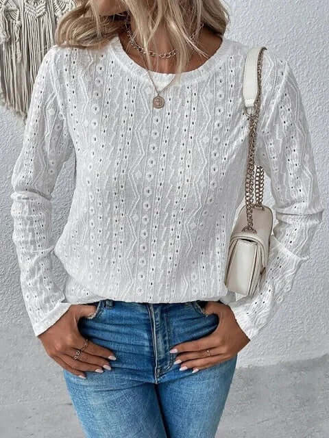 Elegante Kanten Blouse met Lange Mouwen