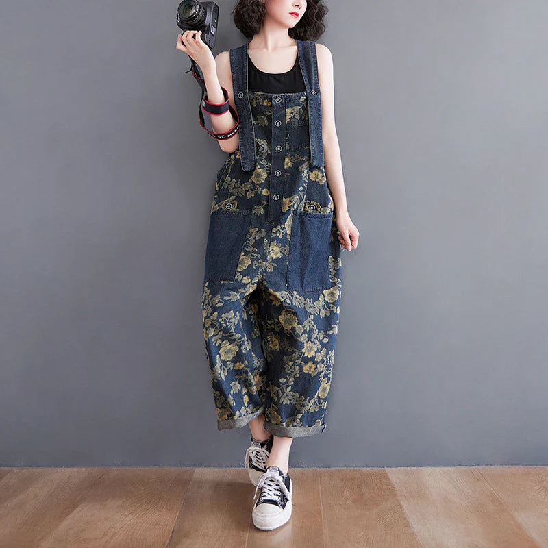 Bloemen Denim Jumpsuit van Aurora voor Stijlvolle Avonturiers
