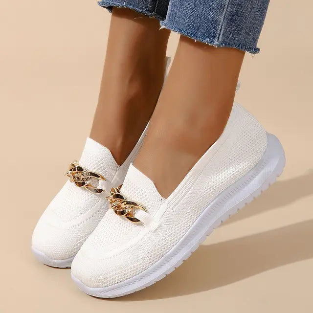 Nova Dames Chain Loafer Flats voor Comfortabel en Stijlvol Wandelen
