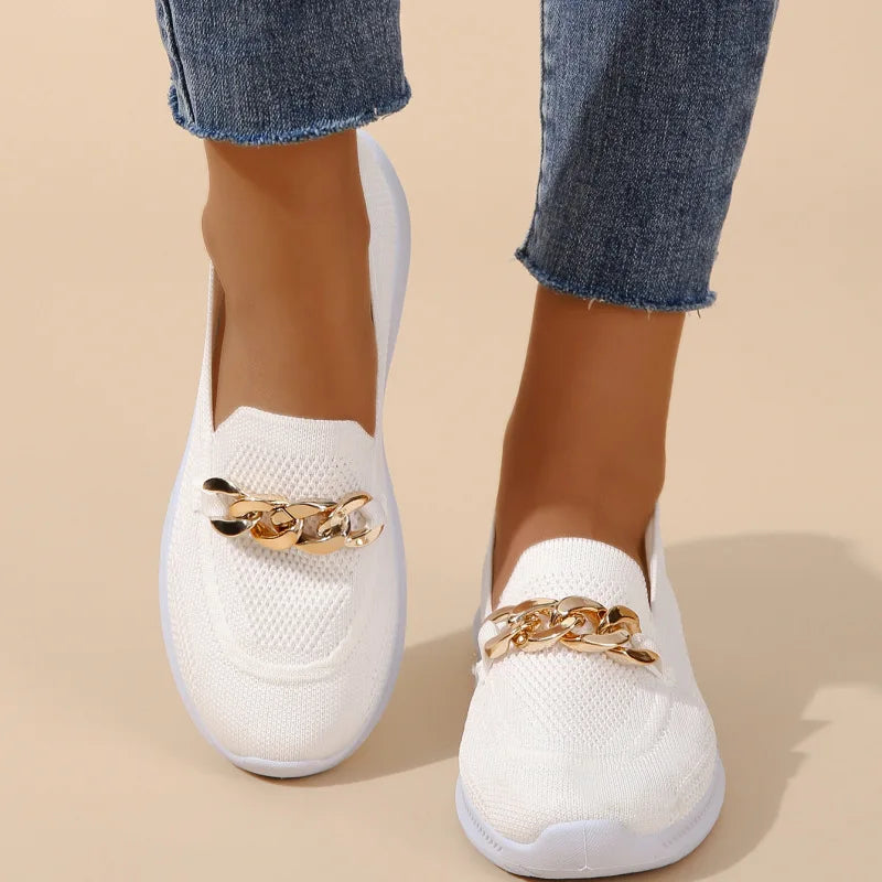 Nova Dames Chain Loafer Flats voor Comfortabel en Stijlvol Wandelen