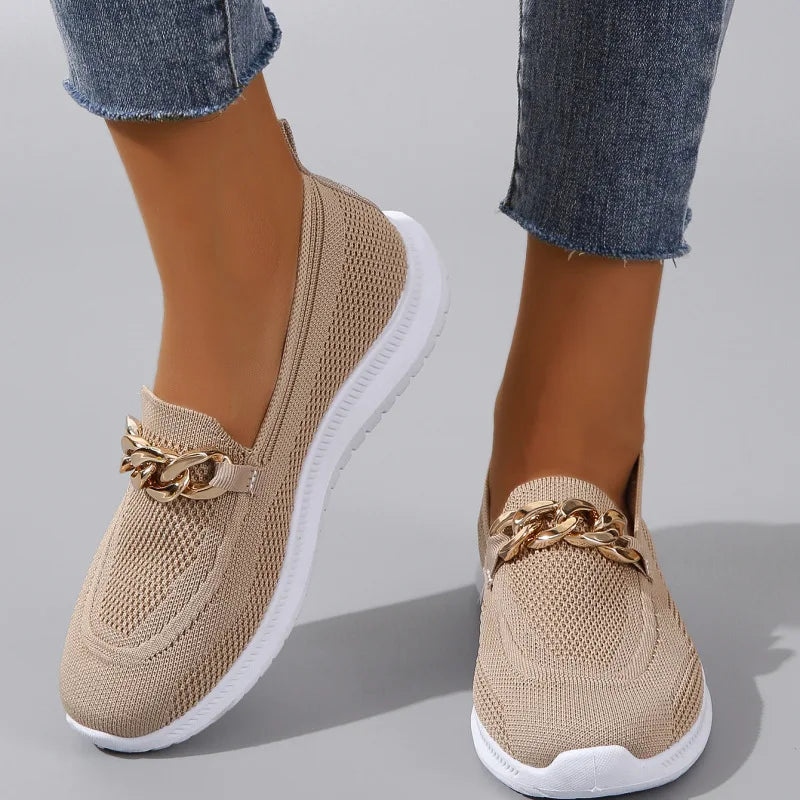 Nova Dames Chain Loafer Flats voor Comfortabel en Stijlvol Wandelen