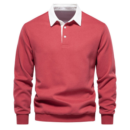 Heren Polo Trui Trendy Katoenen Pullover